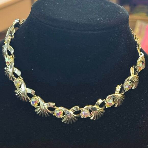 Vintage MCM Adjustable Statement Choker Necklace Aurora Borealis Crystal Silver - Picture 13 of 16